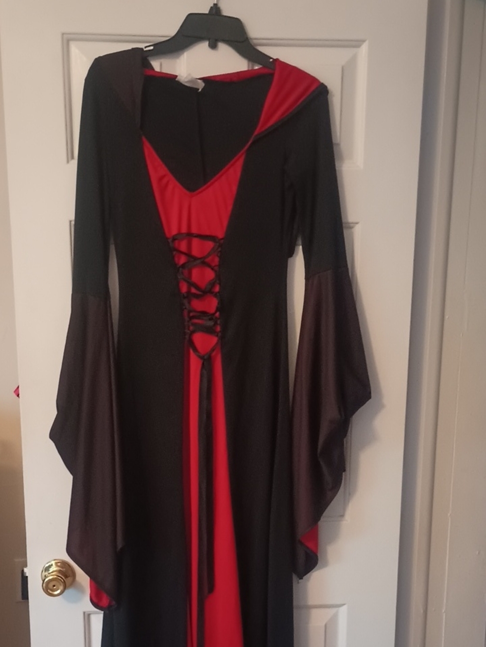 California Costumes Black and Red Hooded Gothic Witch Dress
